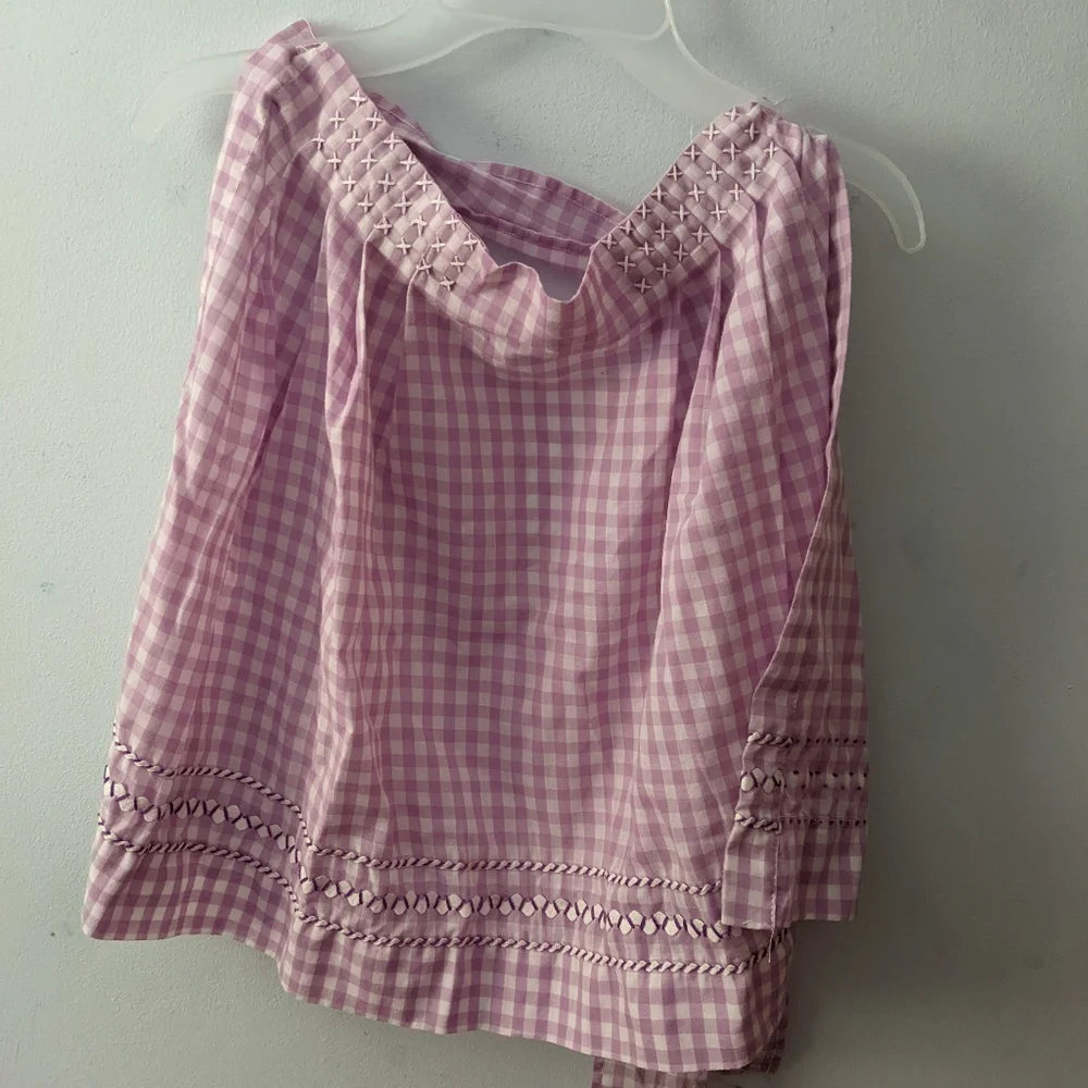 Vtg Purple Gingham Apron with Embroidery and Rick Rack 17